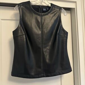 GAP Women's Black Faux Leather Sleeveless Blouse